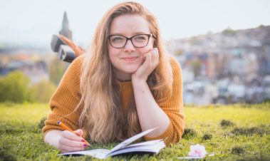 Reading in the grass